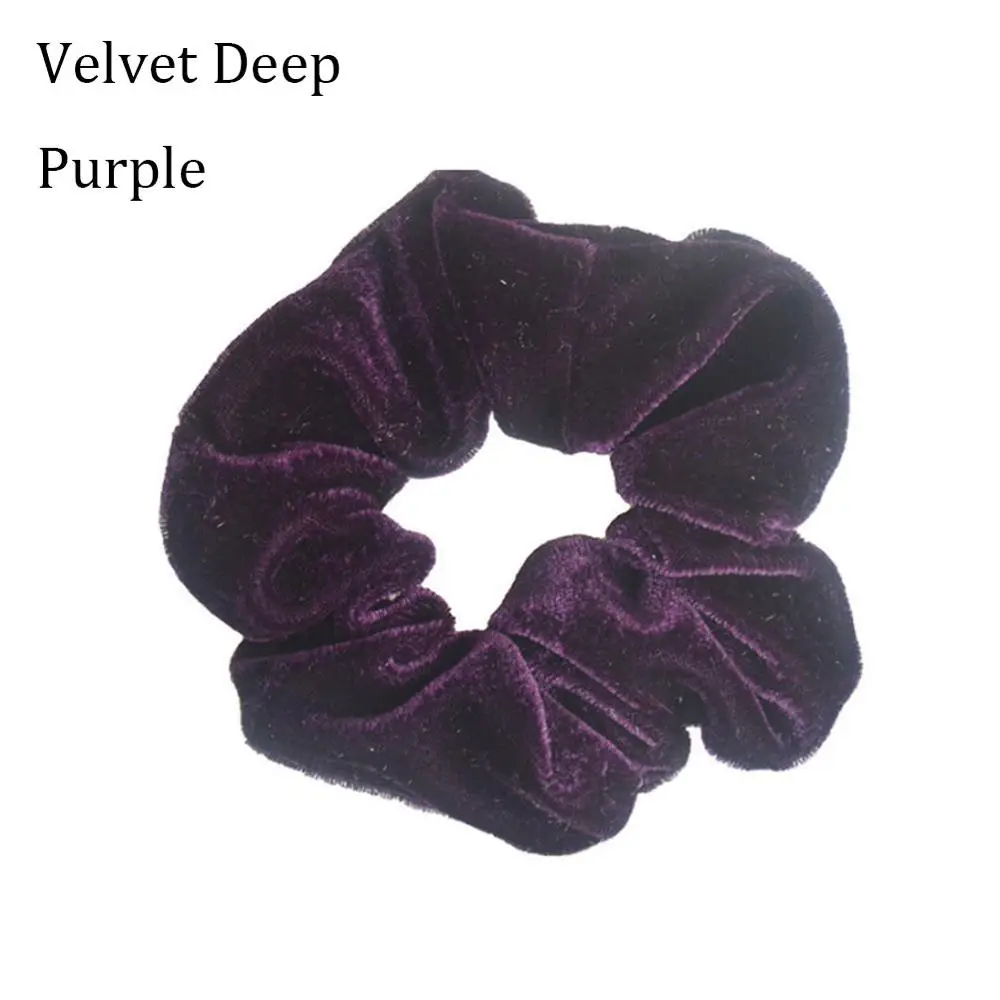 Velvet Deep Purple Атласные/бархатные резинки для волос, женские эластичные резинки для волос, головные уборы для девушек, яркий цвет, Шелковый конский хвост, держатель, аксессуары для волос - Цвет: Velvet Deep Purple