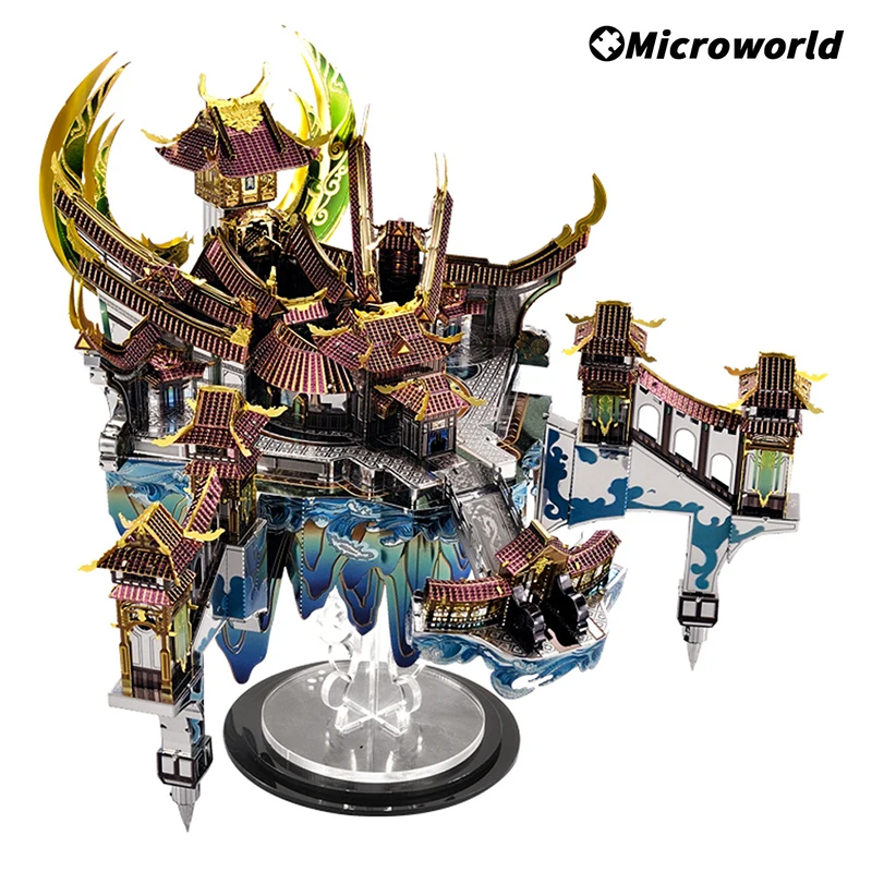 Microworld 3D Metal DIY Puzzle Dragon Palace Buildings Model Kits Assemble Jigsaw Desktop Decoration Toys Gift For Adult Teen 3