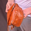 AETOO Handmade vegetable tanned leather men's wallet, first layer cowhide wallet, multifunctional retro large-capacity wallet 4
