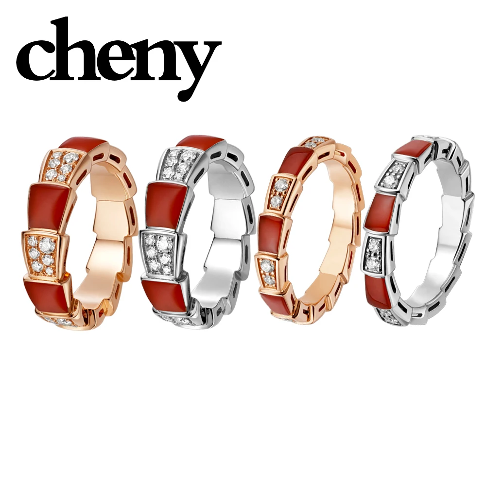 cheny fit bulgaria rings s925 sterling silver with crystal agate snake shape famous design 1:1 Cocktail Brand fashion Ring women