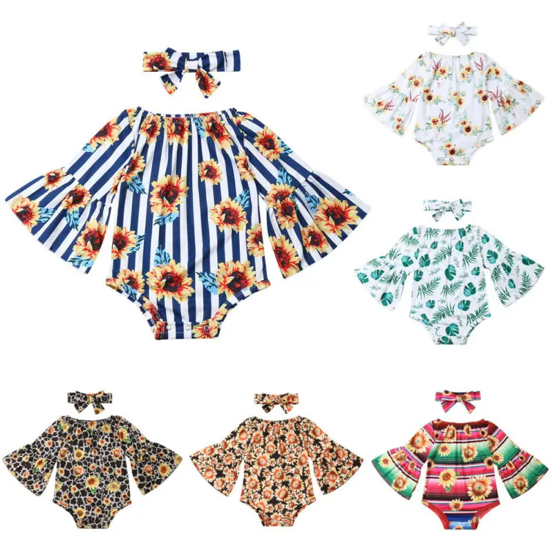 

Boutique Baby Bodysuit Newborn Kid Baby Girl Floral Long Sleeve Jumpsuit Bodysuit Clothes Outfit Playsuit 6 Coulors