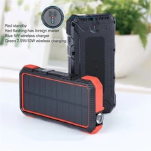 Внешний аккумулятор 20000 мАч QI Беспроводное зарядное устройство солнечный внешний аккумулятор для xiaomi TypeC PD+ QC3.0 внешний аккумулятор портативное водонепроницаемое солнечное зарядное устройство