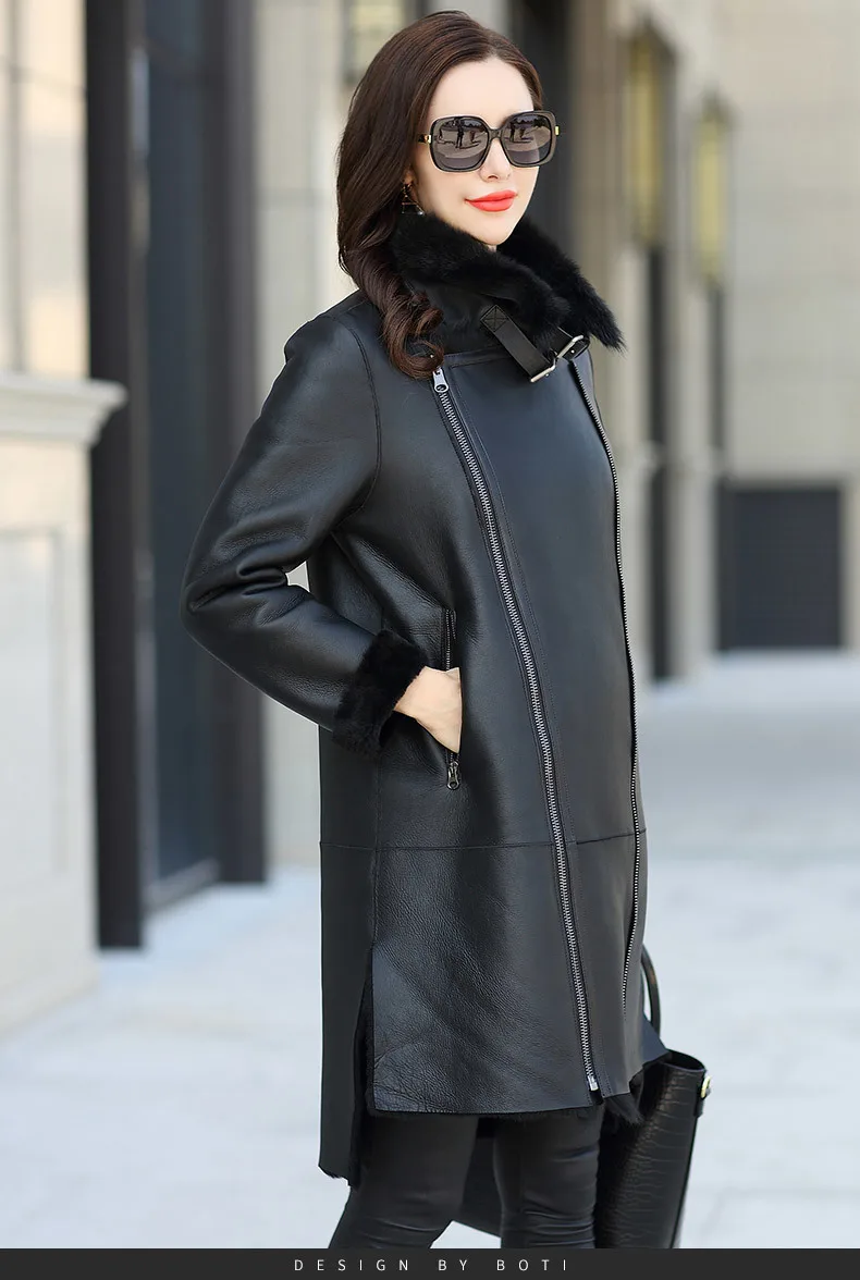 

Роскошное двухстороннее меховое пальто, зимнее пальто для женщин, Женское пальто из натуральной овчины, ветровка MY4550