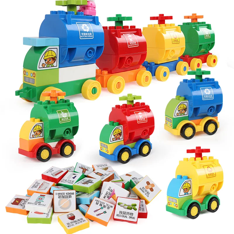

Large Building Blocks Colorful Changeable Vehicles Bricks Learning Assembled Sanitation Vehicle Model For Children Toys