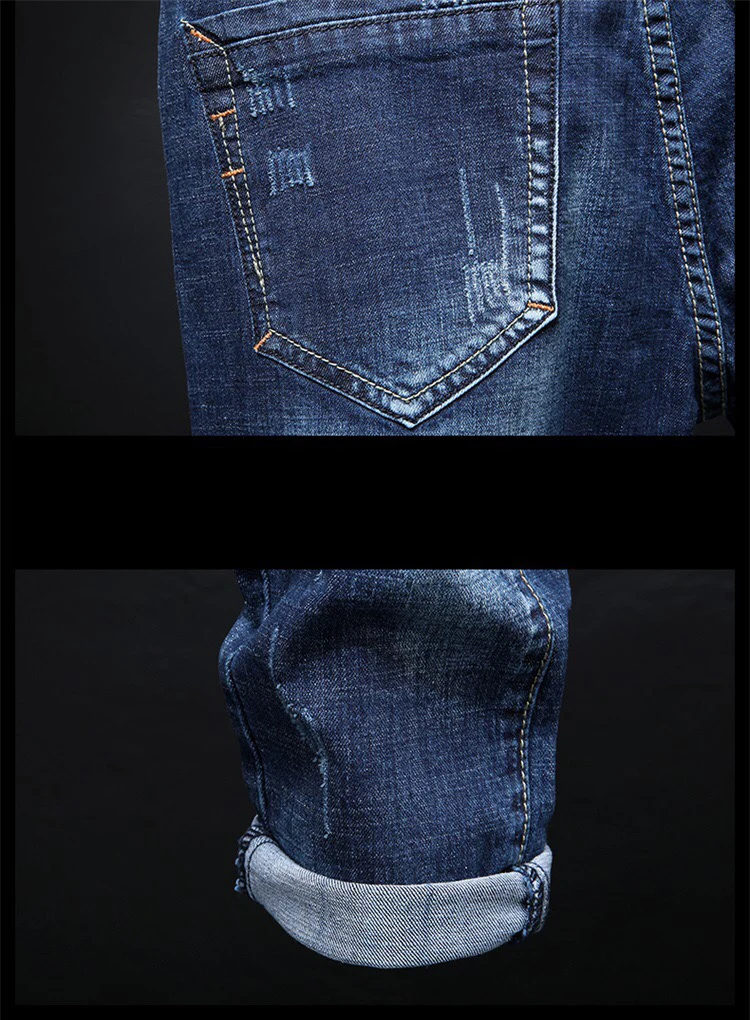 Новые модные мужские джинсы с эластичной вышивкой обтягивающие мужские джинсы