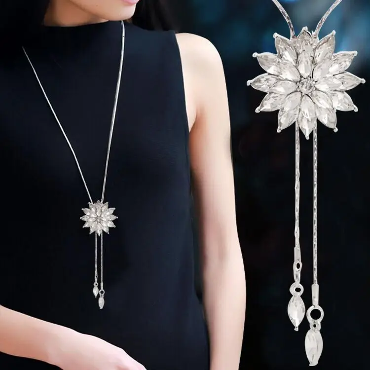 

Korean-style-Style Creative-Sweater Chain Long Necklace Women's Versitile Fashion Double Layer Snowflake Tassels Necklace Pendan