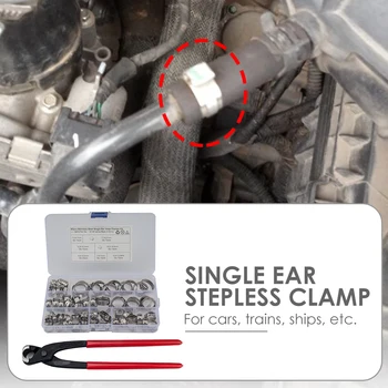 

Stainless Steel Single Ear Clamp Crimping Tool Kit Set Hose Clamps Pincers Strong Toughness Metal Portable Supplies