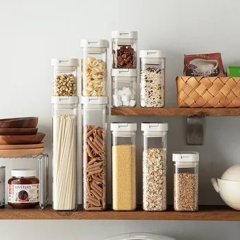 

Japanese-style Storage Box Kitchen Airtight Plastic Moisture-proof Refrigerator Food Storage Containers Square Sealed Cans