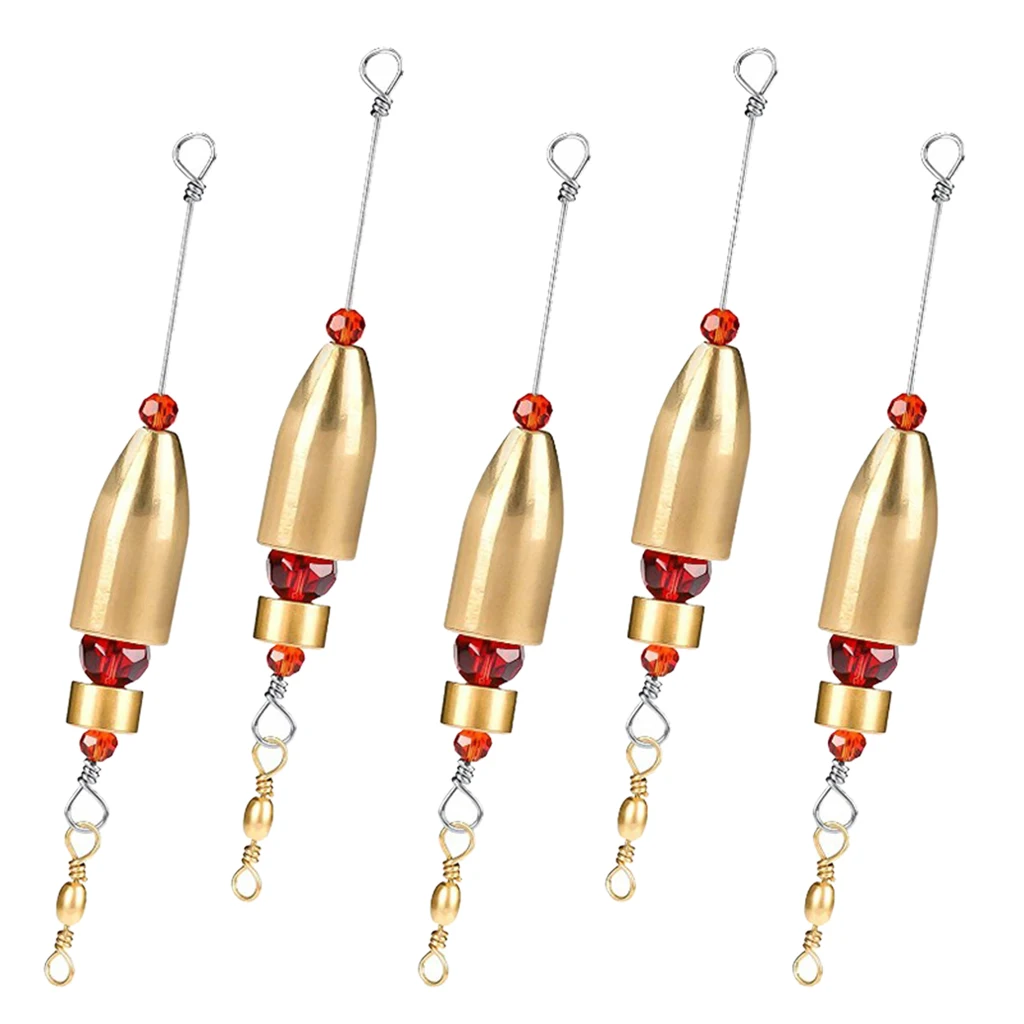 5 Packs Brass Carolina Ready Rig Fishing Rig Sinker Weights Terminal Tackle Fishing Tools