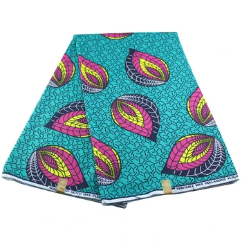 

100% Cotton High Quality Ankara Leaves pattern printing Fabric African Sewing Material Guaranteed Real Dutch Wax