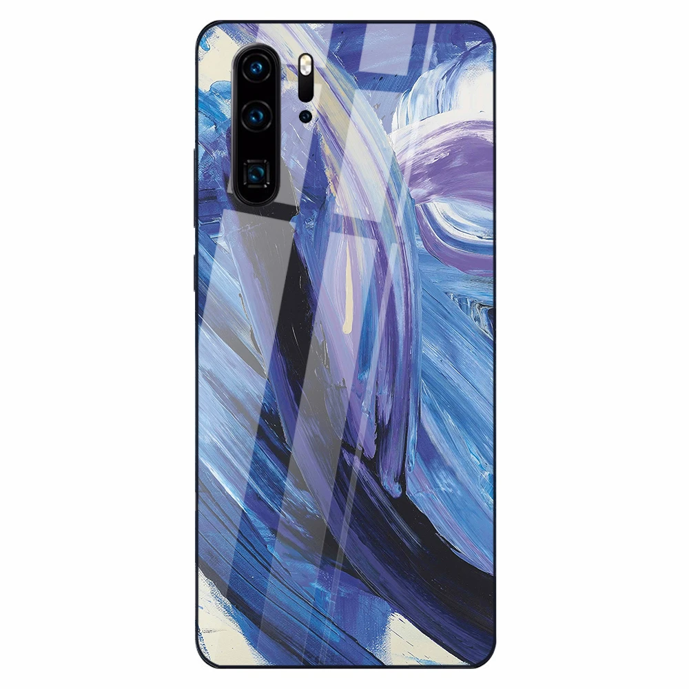 Tempered Glass Phone Case for Huawei P30 Pro P20 Lite Honor 8x 9 10 20 9x TPU Cover |