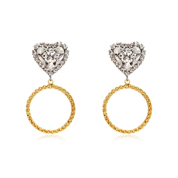 

Pure handmade texture knitting circle broken diamond love earrings earrings long earrings for women