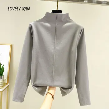 

Slim Warm Women's Blouse Solid Half Turtleneck Long Sleeve Female Blouses 2020 New Autumn Winter Girls Sweet Ladies Tops