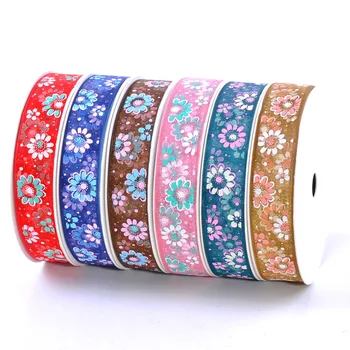 

9mm 16mm 25mm 38mm Flower Printed Organza Ribbon for DIY Crafts Gift Box Wrapping Christmas Ribbons Hairbow Handmade Supplies