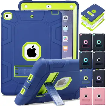 

New Shockproof Armor Case for iPad 9.7 inch 6th 5th Gen 2017 2018 Heavy Duty Kickstand Kids Safe Silicone Hard Protective Cover