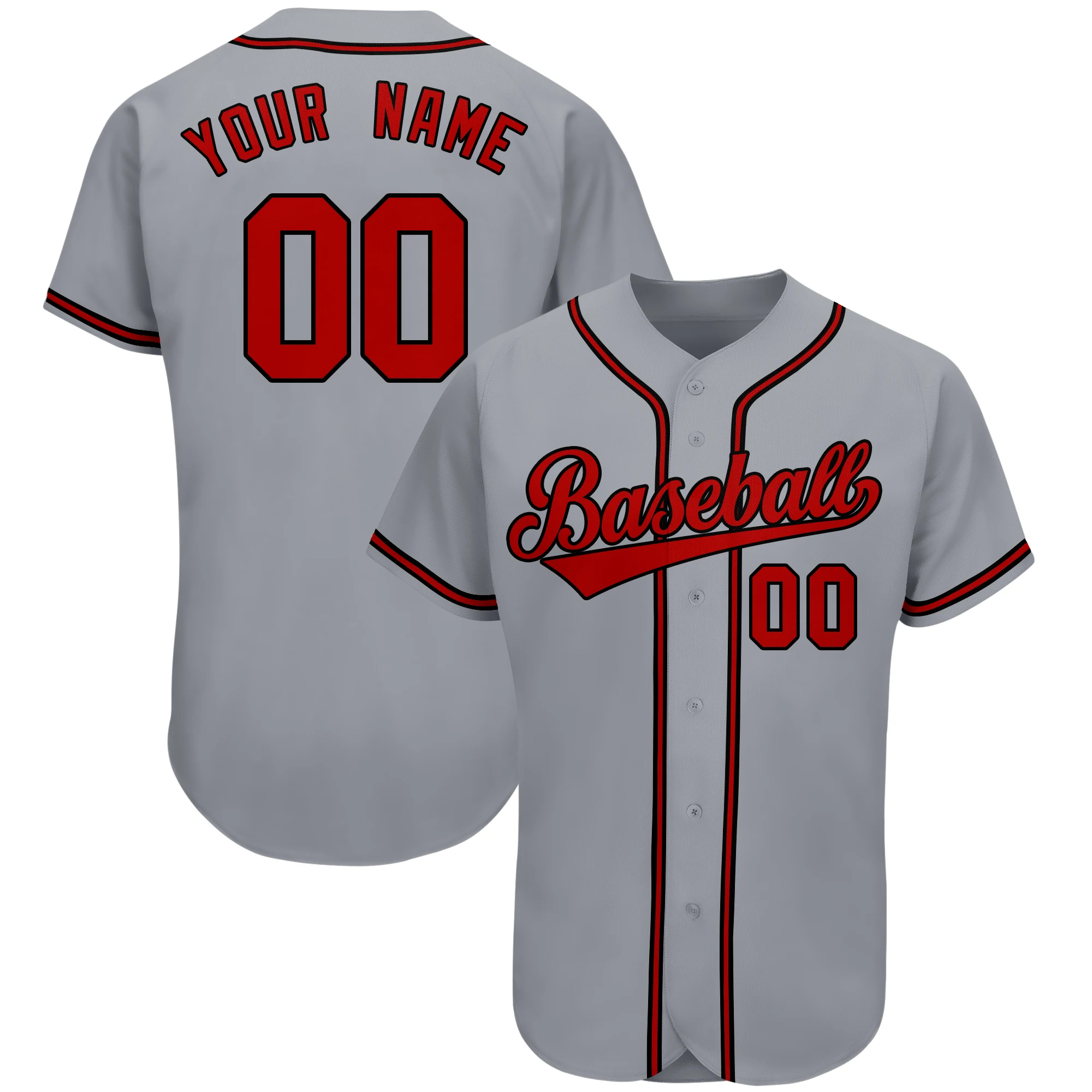 Novelty Button Baseball Jersey Baseball Shirt Embroidered Name Number Training Uniform Adult/Children/Women