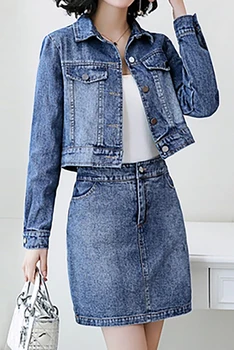 

Spring and Autumn 2020 new style jeans set spring suit two-piece skirt brisk street style