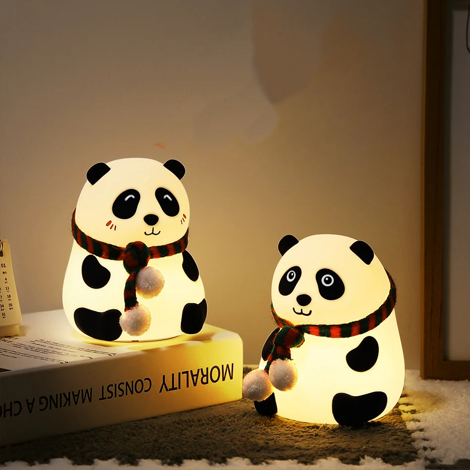 

Led Cartoon Silicone Lamp Panda USB Rechargeable Touch Sensor Colorful Silicone Lamp Bedroom Bedside Lamp for Children Kids