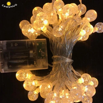 

2.5CM Crystal Bubble Ball Battery led String Light Outdoor waterproof 2M/3M/4M/5M/10M Christmas Garden Party Decor Fairy Lamp