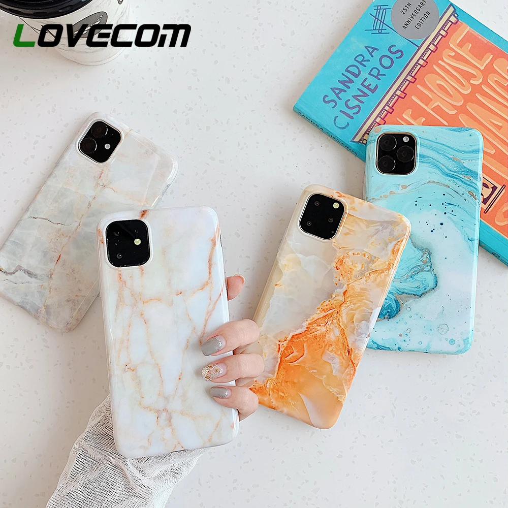 LOVECOM чехол для телефона iPhone 12 Mini 11 Pro Max XR XS 6S 7 8 Plus X Глянцевая треснутая мраморная