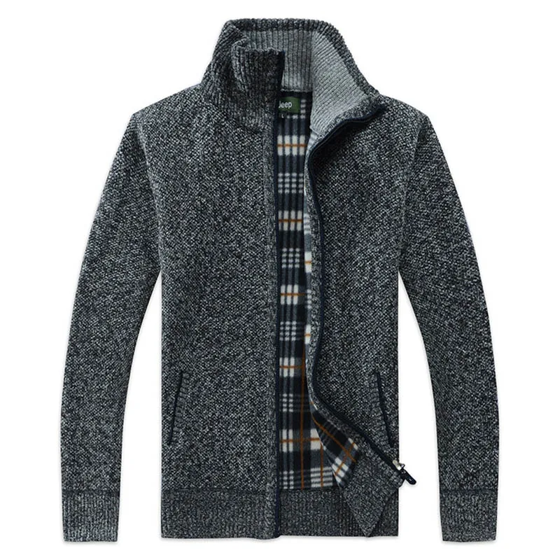 Men Winter Sweater Zipper Mens Cardigan Sweater High Collar Pockets Knit Men Sweater Coat 2019 Autumn Color Casual Sweaters Men