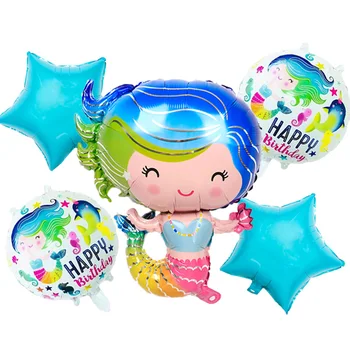

1set Mermaid occean theme Party Supplies foil balloons baby girl princess Birthday party decorations kids air globo wedding toys