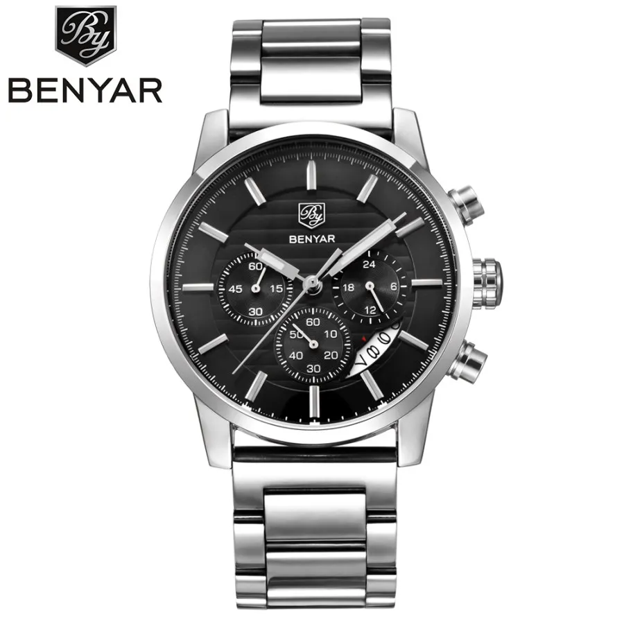 Billige Luxus Marke Benyar Männer Uhren Voller Stahl Sport armbanduhr männer Armee Militär Uhr Mann Quarzuhr Relogio Masculino
