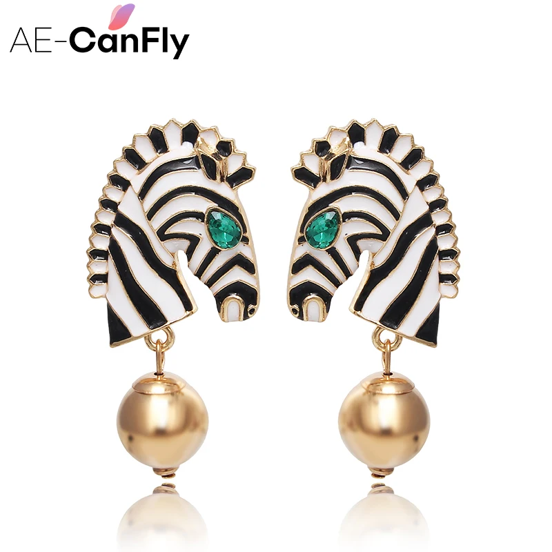 

AE-CANFLY Fashion Exaggerated Bohemia Style Zebra Earrings Boho Water Drop Earrings for Women Pendientes Jewelry