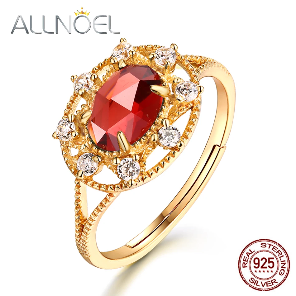 ALLNOEL серебро 100% 925 пробы Муассанит гранат драгоценный камень кубический циркон