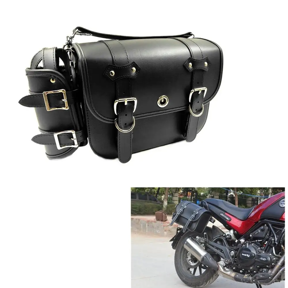 For Benelli Leoncino 500 Right Left Motorcycle Side Saddle Bag With Mounting Bracket Rack