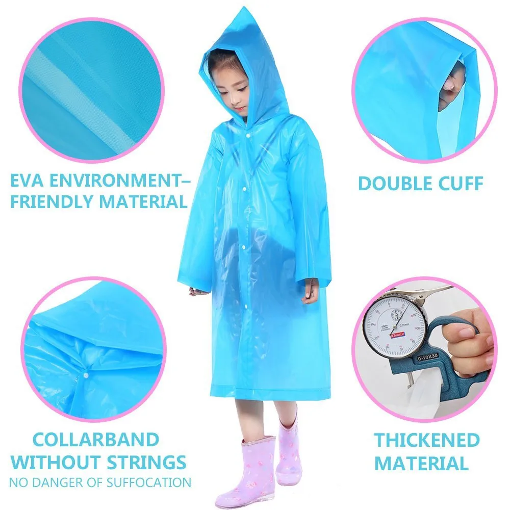 1pc Raincoats Kids Girls Boys Raincoats Portable Reusable Raincoats Transparent Children Rain Ponchos For 6-12 Years Old Py4