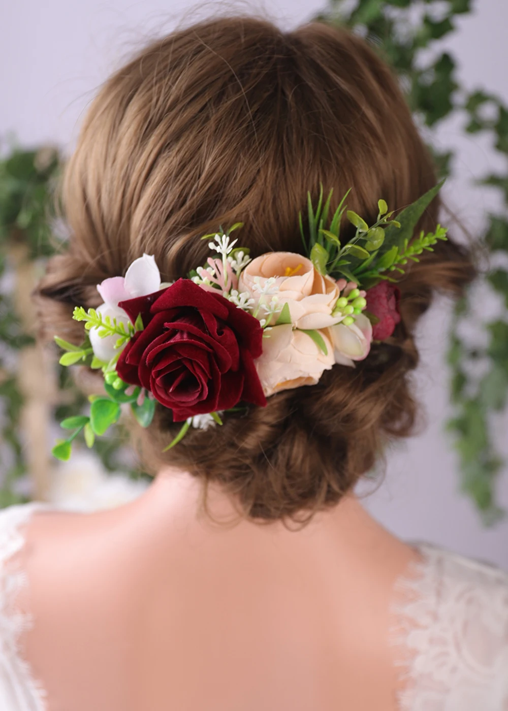 Chic Flower Hair Comb Red Rose Wedding Bridal Hair Accessories Female Glamour Classic vine Fashion Pins for women