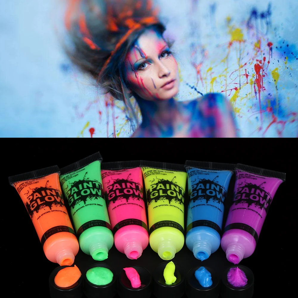 Face Body Art Skin Makeup Luminous Painting Glow in Dark Paint Powder Neon  Fluorescent Party Festival Halloween Cosplay Makeup - AliExpress