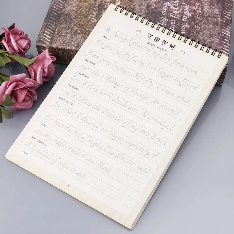 

3D Reusable Groove Italian Italic English Calligraphy Handwriting Copybook Auto Fades Practice Book For Adult Children AXYF