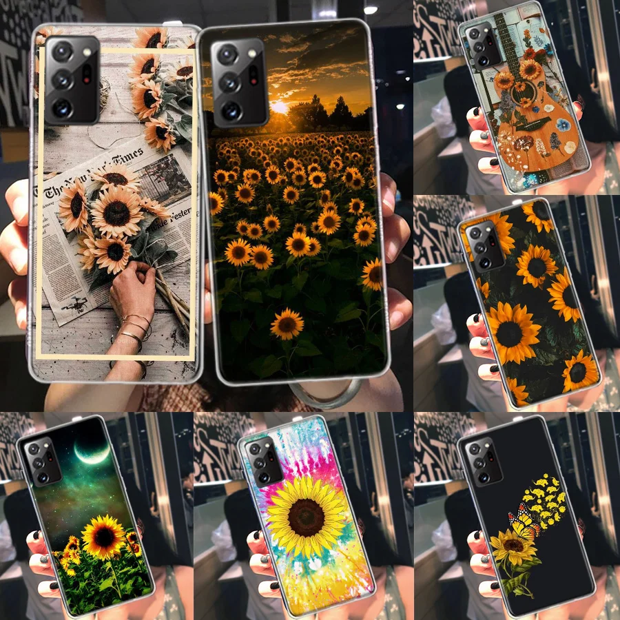 Beautiful yellow sunflower Phone Case For Samsung S22 Plus S21 Ultra S20 FE S10 Lite Galaxy S9 S8 S7 Edge F62 F52 Cover Pattern | Мобильные