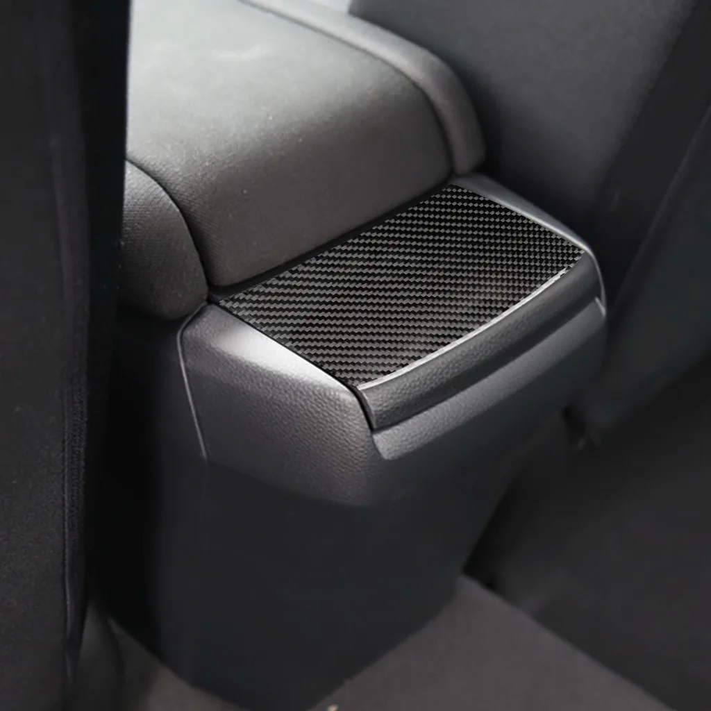 

Genuine Carbon Fiber Car Central Armrest Box Rear Container Box Cover Stickers For Honda Civic 10th (2016-2019）