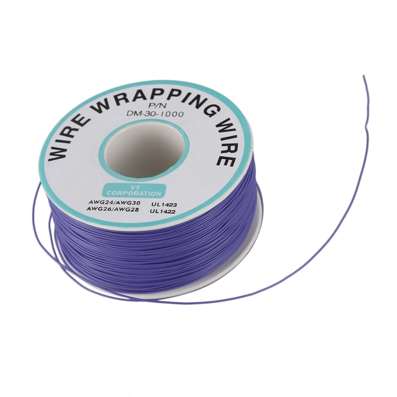 Фиолетовый ПВХ покрытый оловянный медный провод обертка 30AWG кабель 305