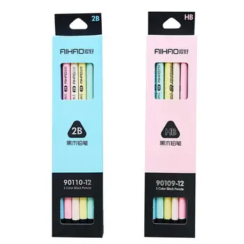 

12PCSCartoon Cute Triangle Black Wood Pencil Pens DIY Student and Writing Office Supplies Clear Pencil Stationery M5Y9