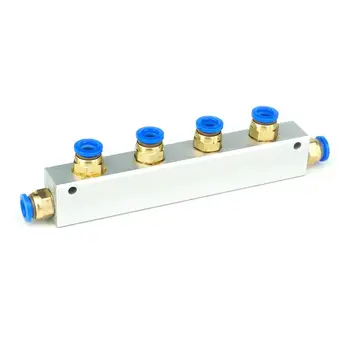 

A Kit Push Fit 8mm 4 Way Pneumatic Air Manifold Block Splitter With Couplers