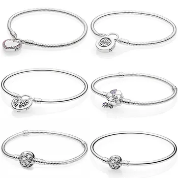 

Wildflower Meadow Floral Signature Padlock Tree of Life Bracelet Fit Fine Snake Chain Bangle 925 Sterling Silver Bead Charm