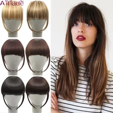 AILIADE женские короткие передние прямые тупые челки на заколках синтетические волосы для наращивания коричневый черный термостойкие волосы с бахромой
