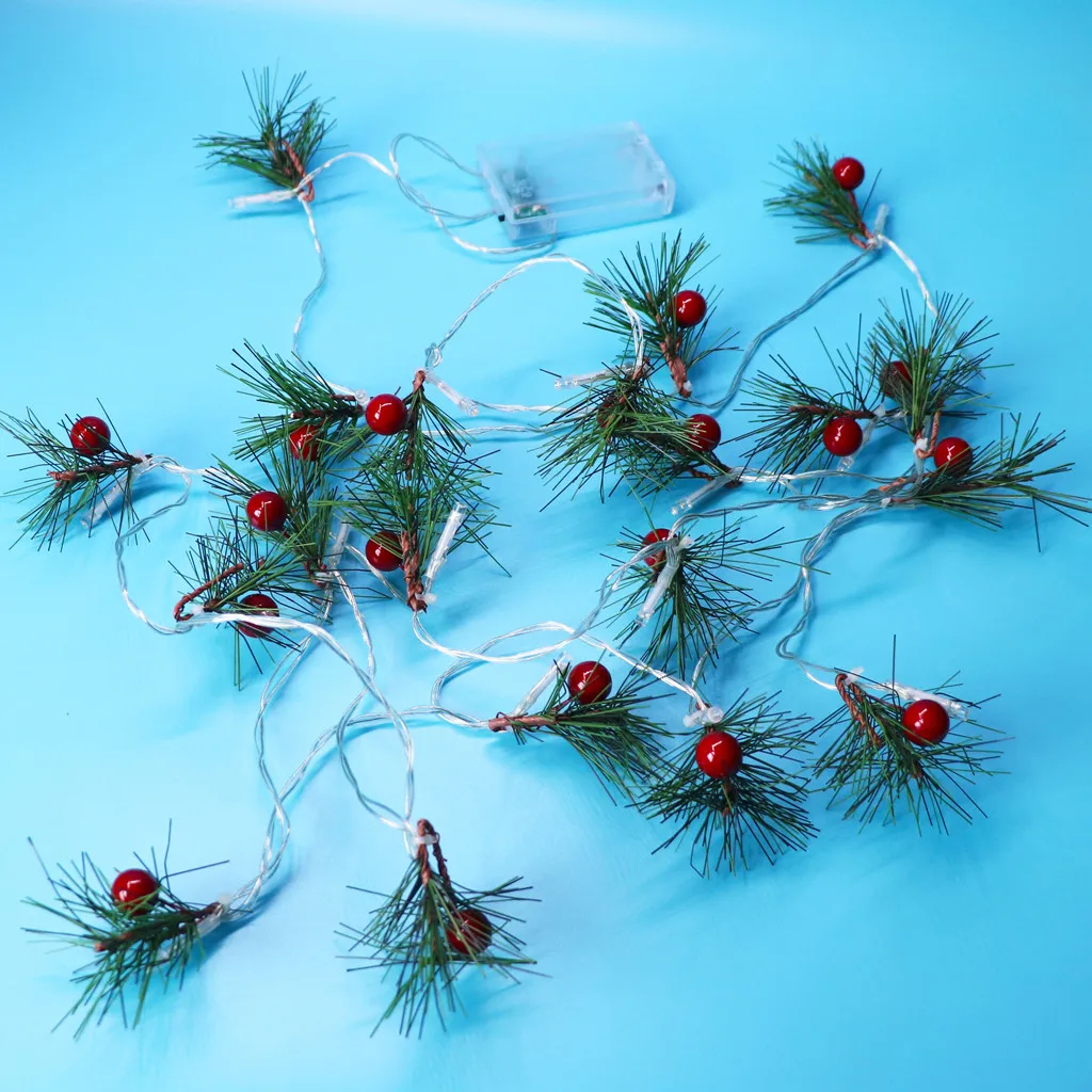 Christmas Tree string lights Pine Branch Berry Light Strings Decorative Lights гирлянда новогодняя гирлянда уличная 20 LED