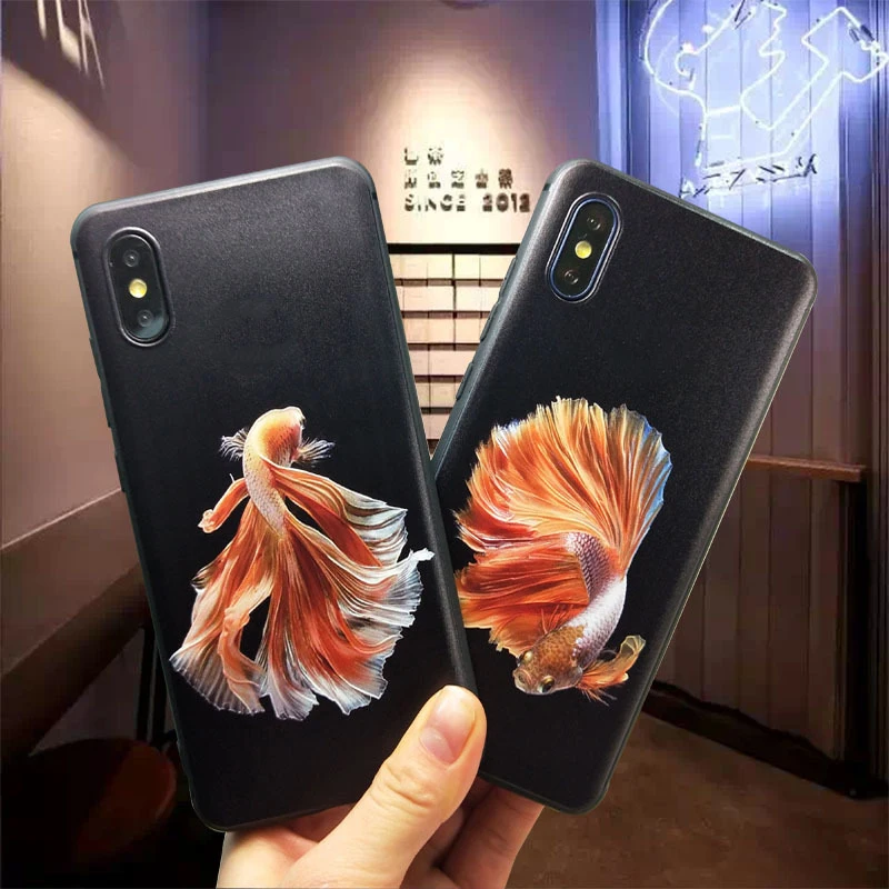 Чехол для iPhone 11 Pro XS Max XR X 8 7 Plus 6 6S тисненый матовый мягкий чехол карпа с объемным