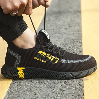 

Safety Shoes Men Construction Work Shoes Breathable Air Mesh Work Boots Steel Toe Cap Anti-Smashing Safety Work Sneakers