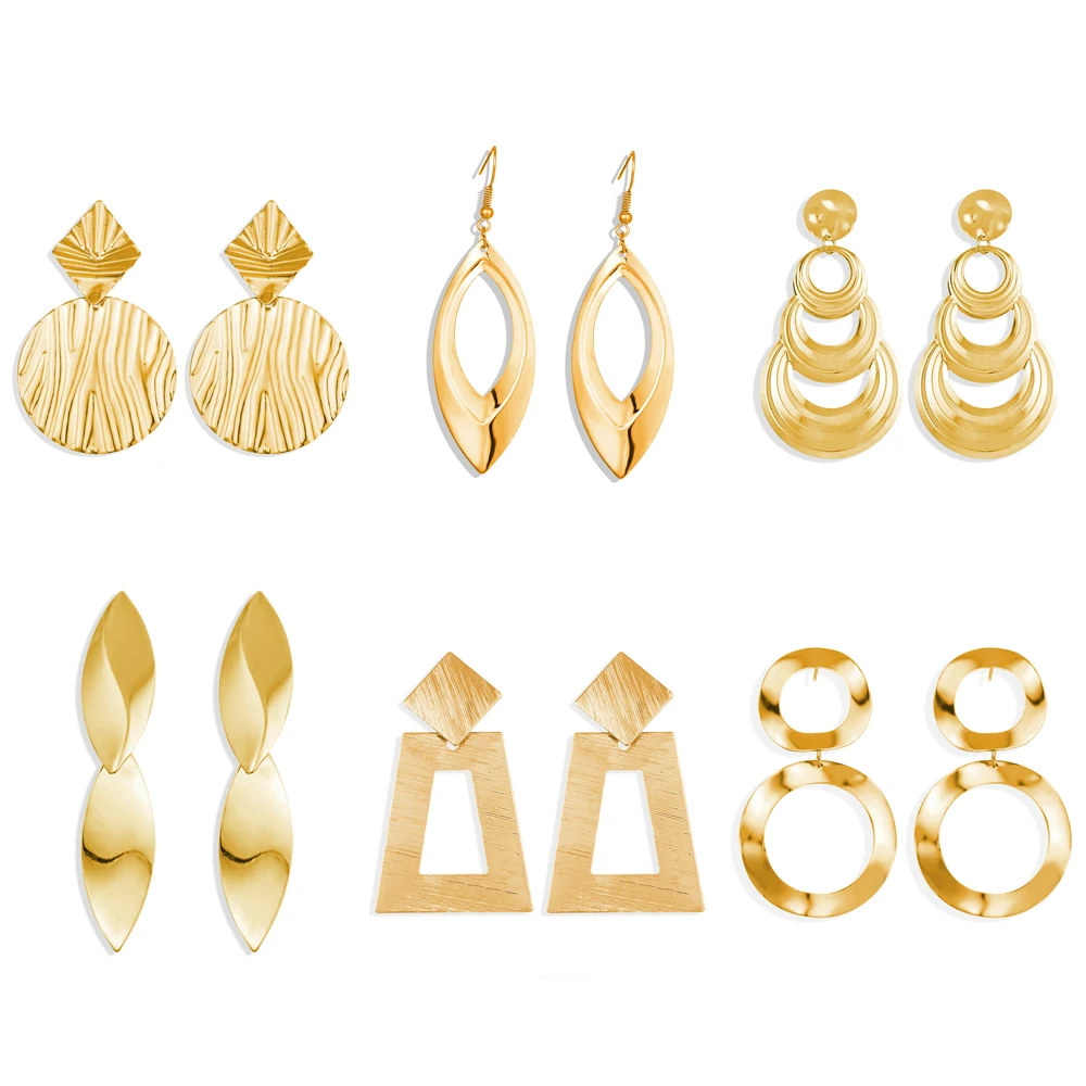 

Europe and America cross border new metal Earrings creative simple punk style nightclub three layer wave Circle Earrings