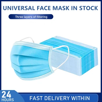 

Hot Sale 50Pcs/lot Masks In Stock 3-layer Non Woven Disposable Mask Face Mouth Masks Maschera Mascara Masque Maska Earloop Mask