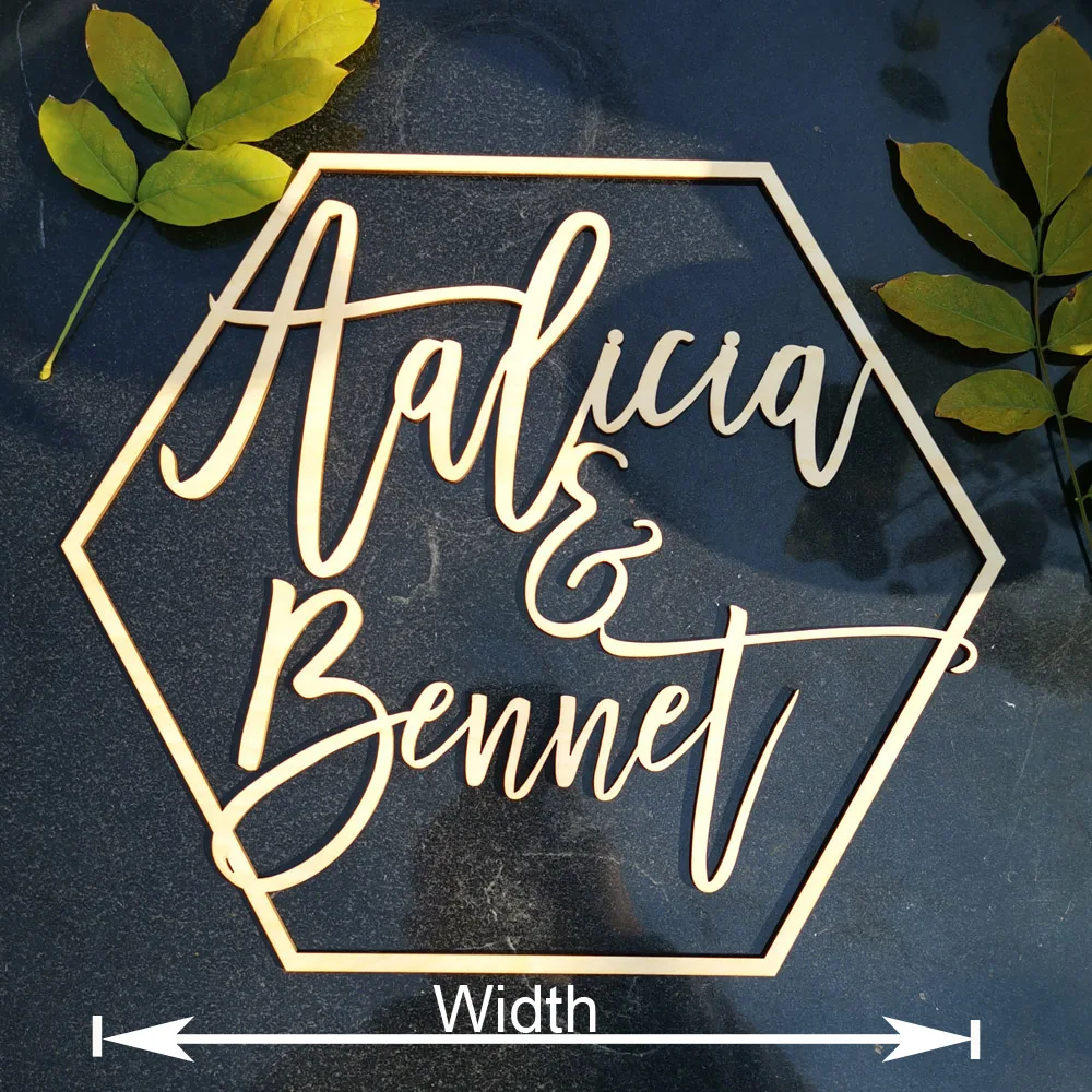 Personalized Wood Bride and Groom Name Unique Custom Hexagon Anniversary Gift Rustic Wedding Party Photo Props Wooden Decoration (2)