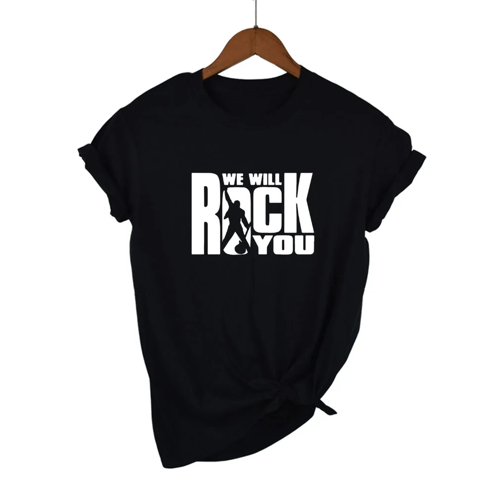 We Will Rock You Женская Футболка Летний стиль королева рок группа футболка короткий