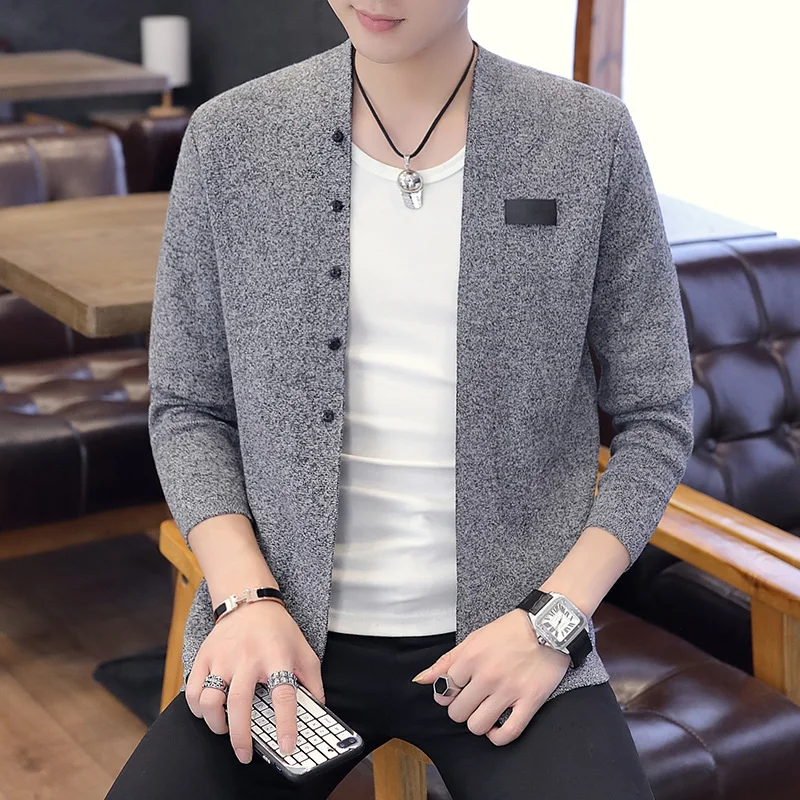 2021 NEW Autumn Men Button Cardigan Jacket Leisure Knitting Coat Male Pure  Zipper Thin Sweater Large Size autumn winter male round neck solid color sweater simple fashion all match bottoming jumpers men knitting tops homme pullovers