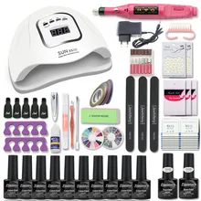 Набор для ногтей маникюрный набор с 80/54/36 Вт УФ лампа для ногтей выбирайте 10 цветов Гель-лак набор, Электрический Фрезер для ногтей, фрезер для маникюра и инструменты для нейл-арта
